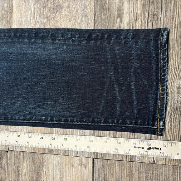 American‎ Eagle Dark Wash Faded Blue Mens 36x33 Original Tapered Denim Jeans EUC - Picture 8 of 13